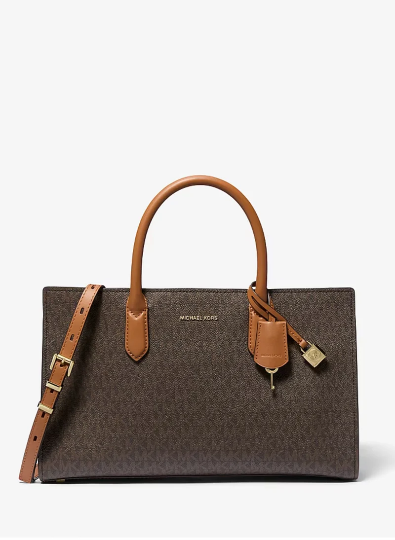 Michael Kors Scarlett Medium Signature Logo Satchel - brown