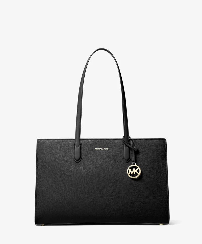 Michael Kors Scarlett Medium Shopper aus gekrispeltem Leder – Schwarz/Gold