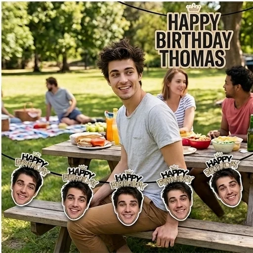 Guirlande Anniversaire Personnalisée avec Photo et Couronne