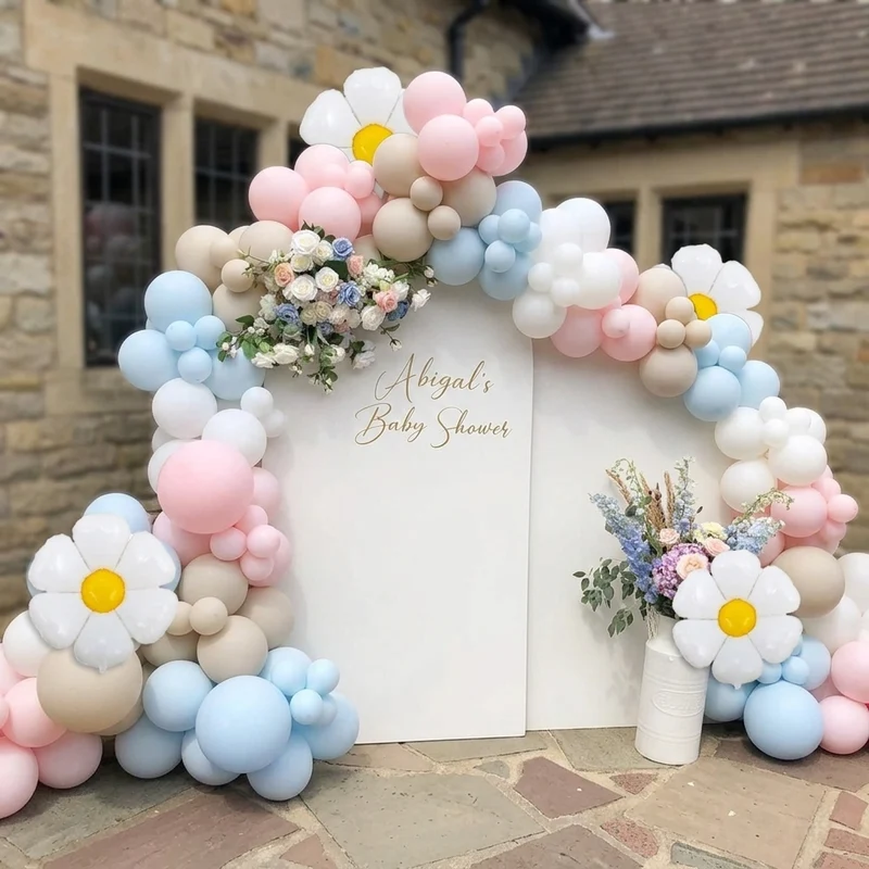Kit Arche de Ballons Marguerite Pastel – 132 Pièces