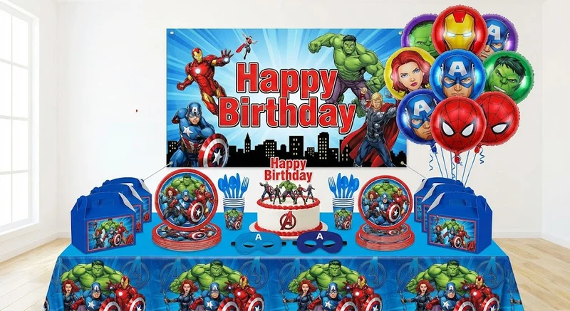 Méga Pack Anniversaire Super-Héros – 191 Pièces (20 Personnes)
