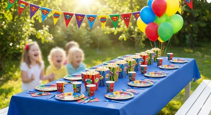 Méga Pack Anniversaire Super-Héros – 191 Pièces (20 Personnes)
