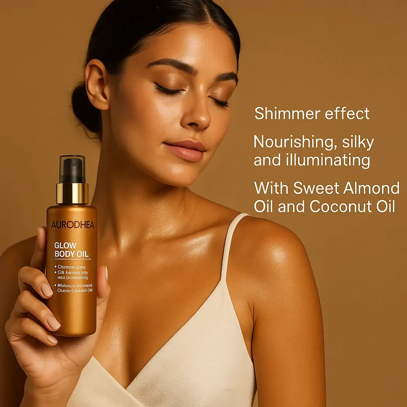 GLOW BODY OIL – Pflegendes Körperschimmeröl für seidigen Glanz - 100ml Angereichert mit Süßmandelöl & Kokosnussöl - U20B