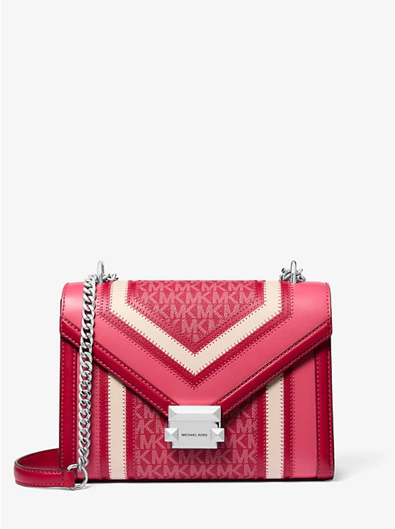 Michael Kors Whitney Medium Schultertasche dark pink Signature Logo