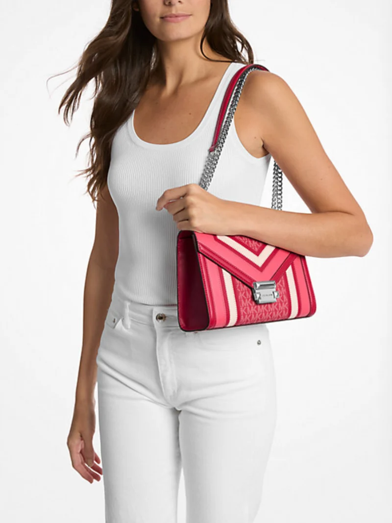 Michael Kors Whitney Medium Schultertasche dark pink Signature Logo