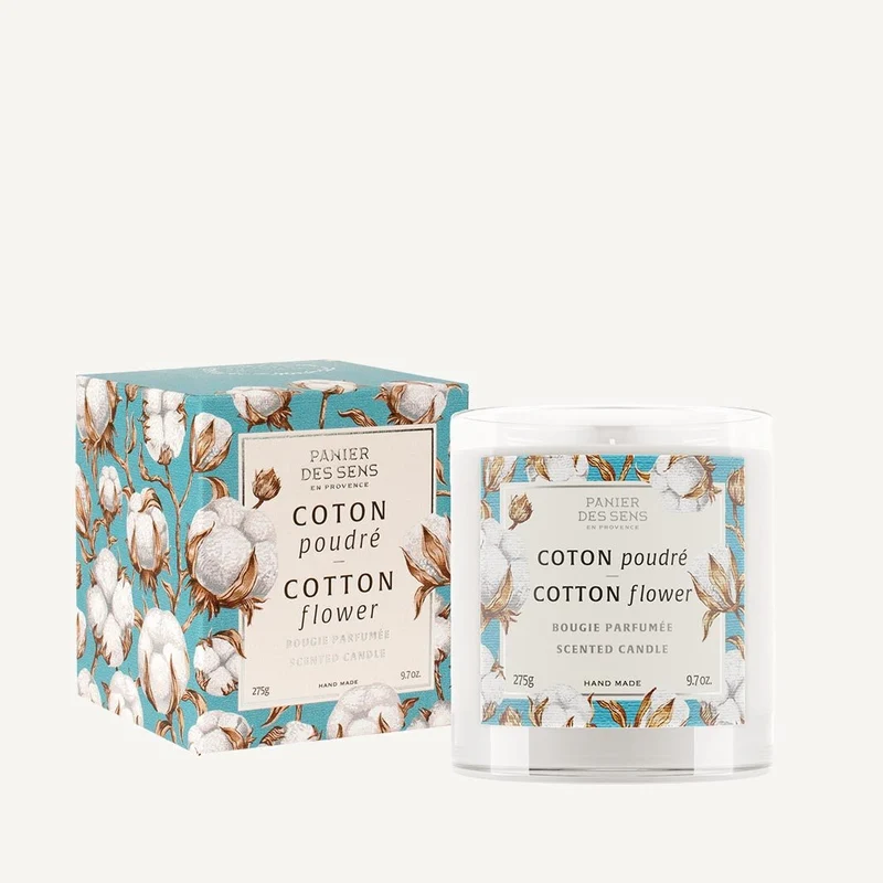 Bougie parfumée cire végétale - Parfum Coton Poudré 275g