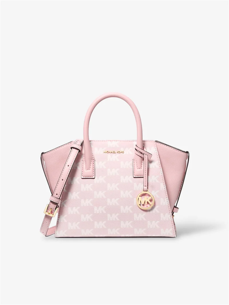 Michael Kors Avril Small Satchel Logo-Jacquard Powder Blush