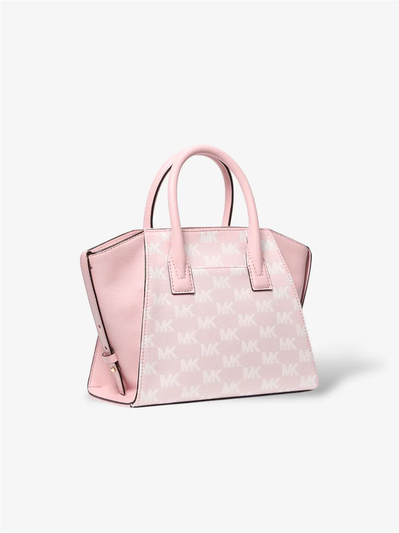 Michael Kors Avril Small Satchel Logo-Jacquard Powder Blush