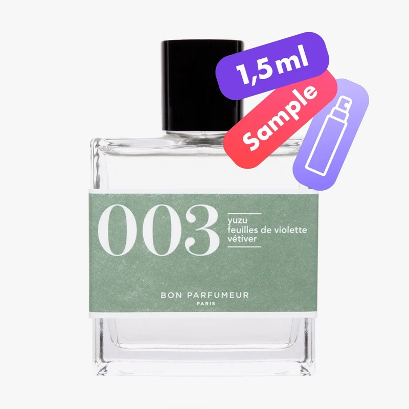 003 Eau de Parfum – Yuzu, Violet Leaves, Vetiver – Sample