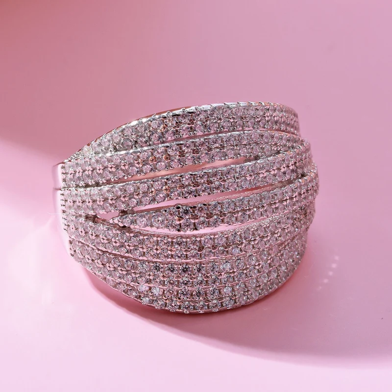Lustro Stella - Weißer Zirkonia Ring, 925 Silber platiniert ca. 2.64 ct