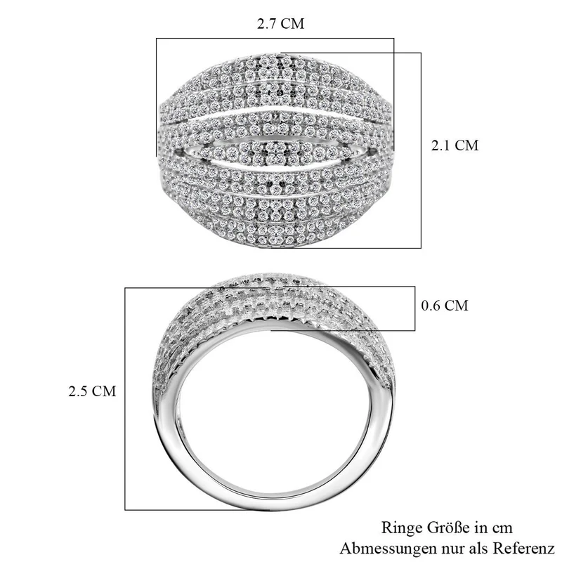 Lustro Stella - Weißer Zirkonia Ring, 925 Silber platiniert ca. 2.64 ct