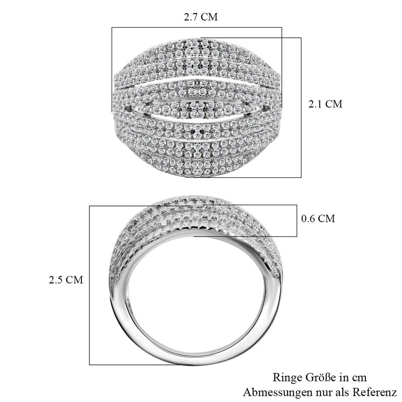Lustro Stella - Weißer Zirkonia Ring, 925 Silber platiniert ca. 2.64 ct