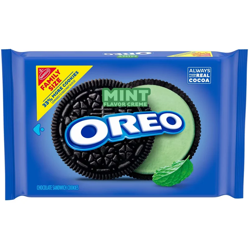 Oreo Mint Creme Chocolate Sandwich Cookies Family Size