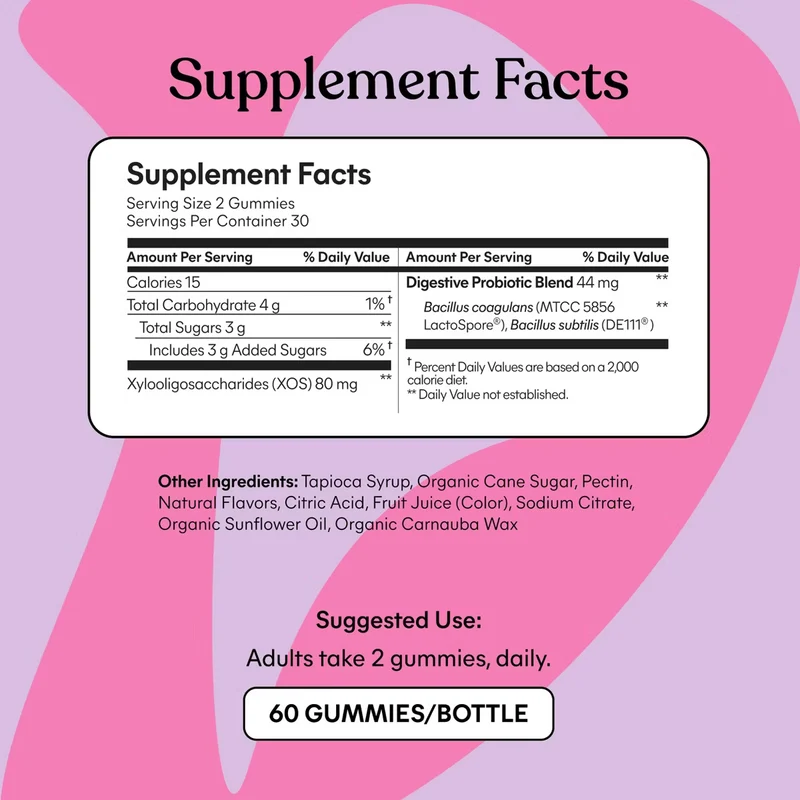 Lemme Debloat Pre + Probiotic Gummies - Bloat Support & Digestion - Tub of 60 gummies