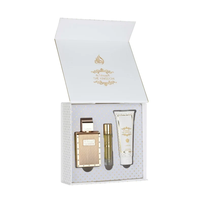Lattafa Geschenkset – The Kingdom Man 100 ml + 12 ml + Duschgel