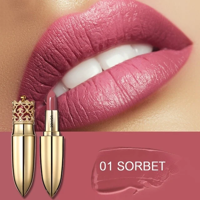 UCANBE Brand Crown Velvet Matte Lipstick Makeup Golden 5 Color Nude Long Lasting Pigment Lips Stick Natural Cosmetic Lip Rouge