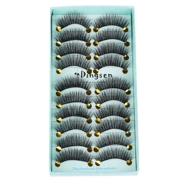 10 Pairs 3D Soft Faux Mink Hair False Eyelashes Natural Messy Eyelash Crisscross Wispy Fluffy Lashes Extension Eye Makeup Tools