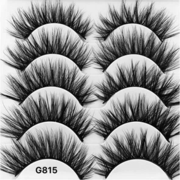 5 Pairs Multipack 3D Soft Mink Hair False Eyelashes Handmade Wispy Fluffy Long Lashes Natural Eye Makeup Tools Faux Eye Lashes