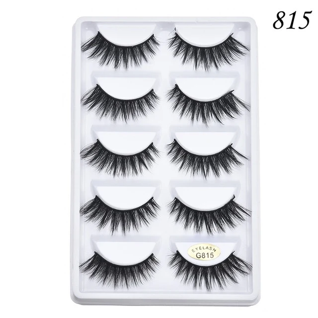 5 pairs 5D Mink Eyelashes Natural False Eyelashes Lashes Soft Fake Eyelashes Extension Makeup Wholesale