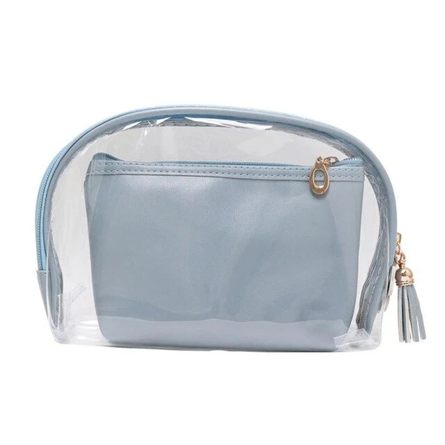 PU Transparent Cosmetic Bag Waterproof Clear Pouch Organizer Makeup Bags Women Travel Toiletry Case Accessories With A Small Bag