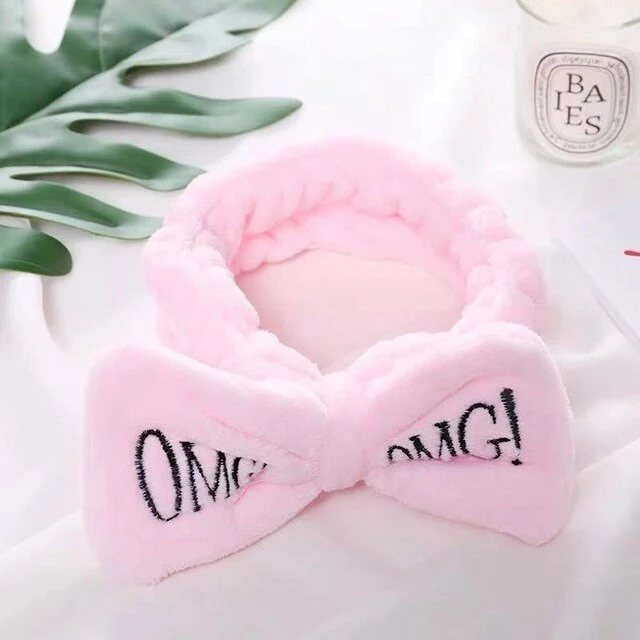 2019 New OMG Letter Coral Fleece Wash Face Bow Headbands For Women Girls Headbands Headwear Hair Bands Turban Hair Accessories