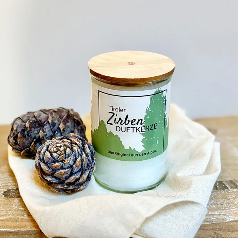 Zirben-Duftkerze • Tiroler Zirbenkissen