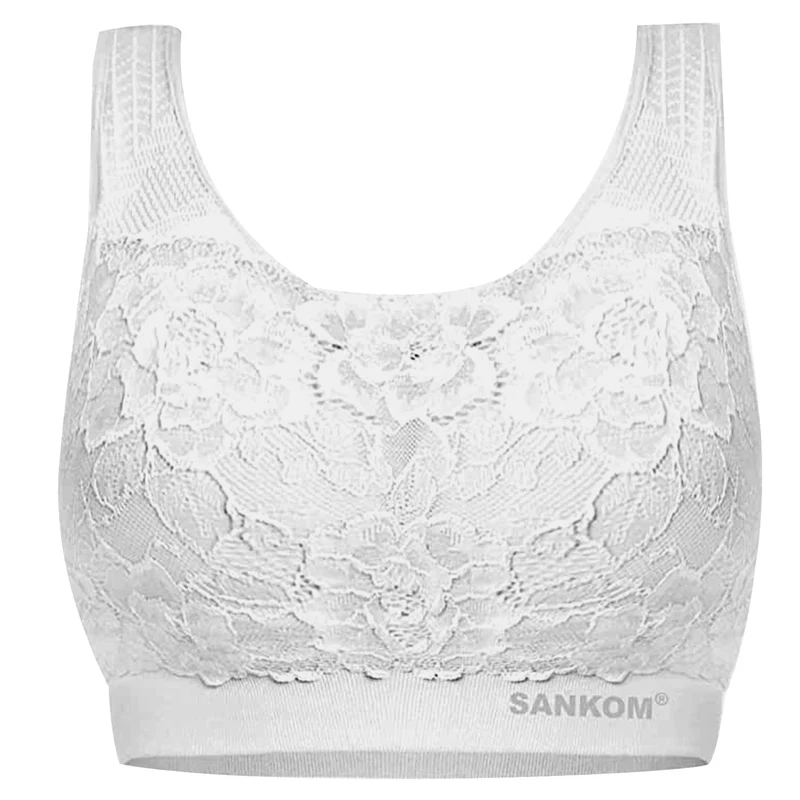 SANKOM - Rückenstütze Haltungskorrektur Push-up Spitzen-BH, Größe M/L, 80-85 cm, Dunkelblau
