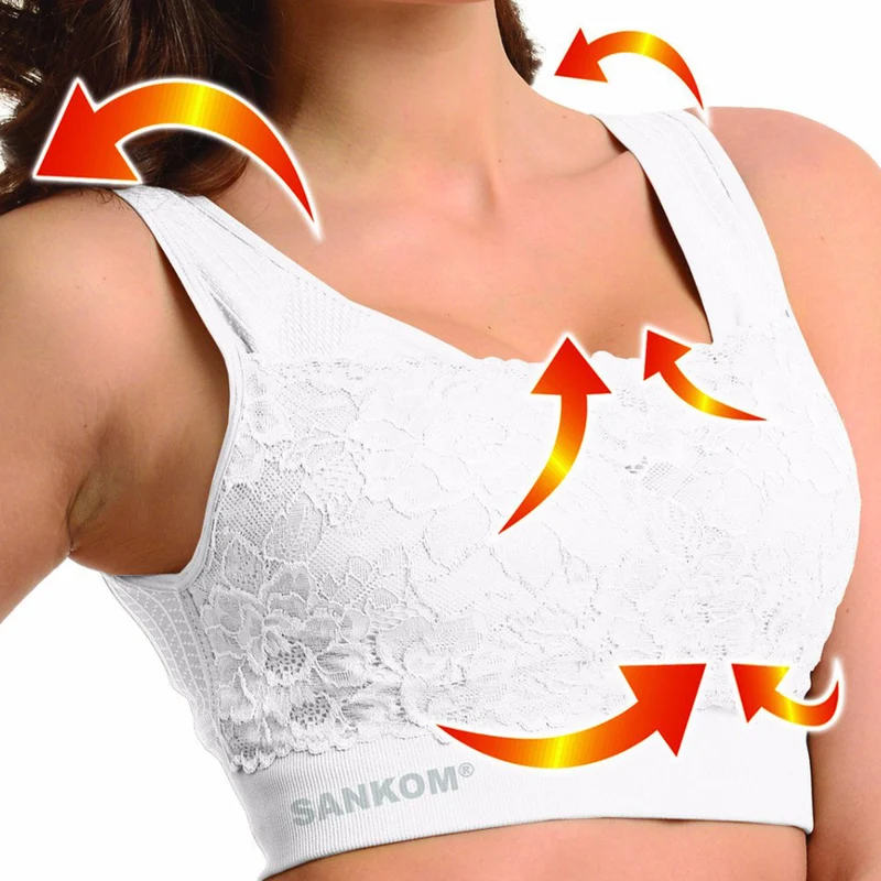 SANKOM - Rückenstütze Haltungskorrektur Push-up Spitzen-BH, Größe M/L, 80-85 cm, Dunkelblau