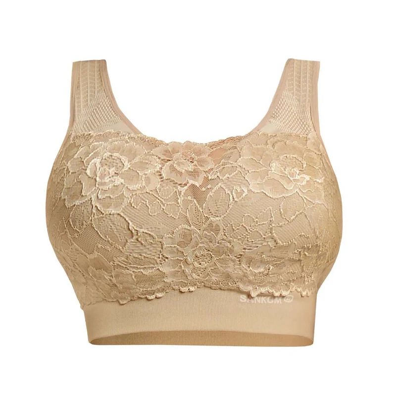 SANKOM - Rückenstütze Haltungskorrektur Push-up Spitzen-BH, Größe M/L, 80-85 cm, Dunkelblau