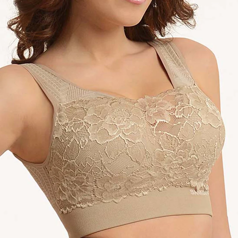 SANKOM - Rückenstütze Haltungskorrektur Push-up Spitzen-BH, Größe M/L, 80-85 cm, Dunkelblau