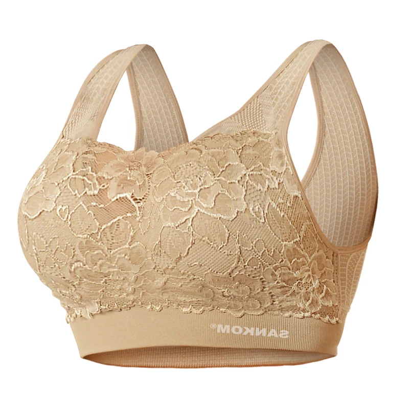 SANKOM - Rückenstütze Haltungskorrektur Push-up Spitzen-BH, Größe M/L, 80-85 cm, Dunkelblau