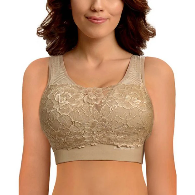 SANKOM - Rückenstütze Haltungskorrektur Push-up Spitzen-BH, Größe M/L, 80-85 cm, Dunkelblau