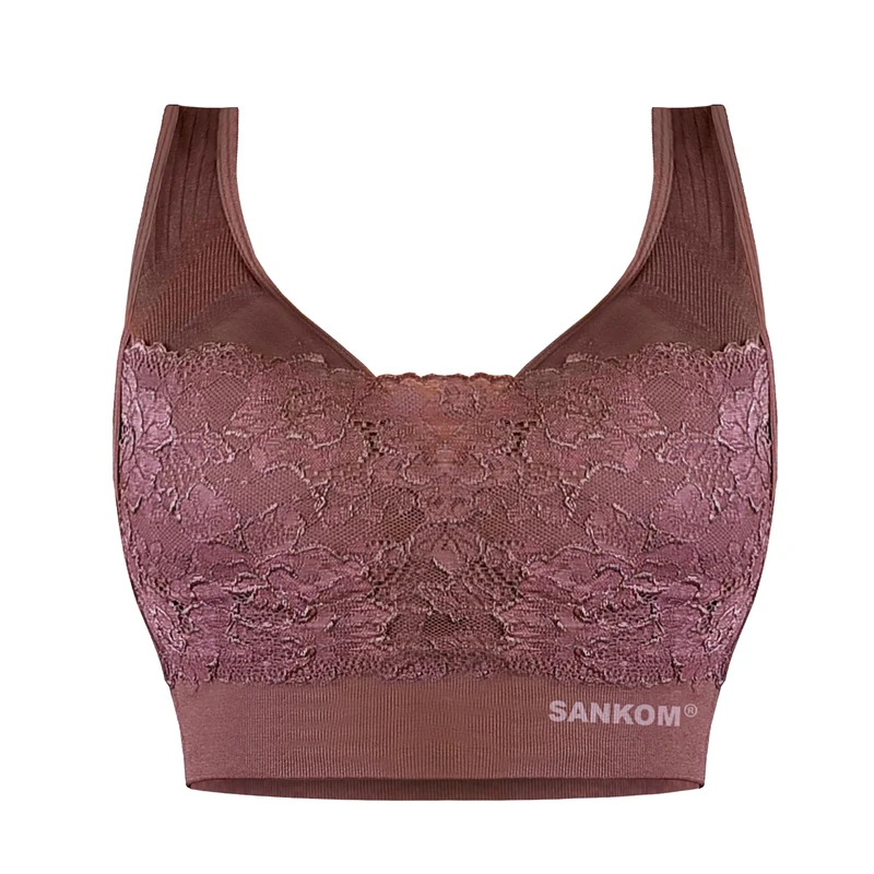 SANKOM - Rückenstütze Haltungskorrektur Push-up Spitzen-BH, Größe M/L, 80-85 cm, Dunkelblau