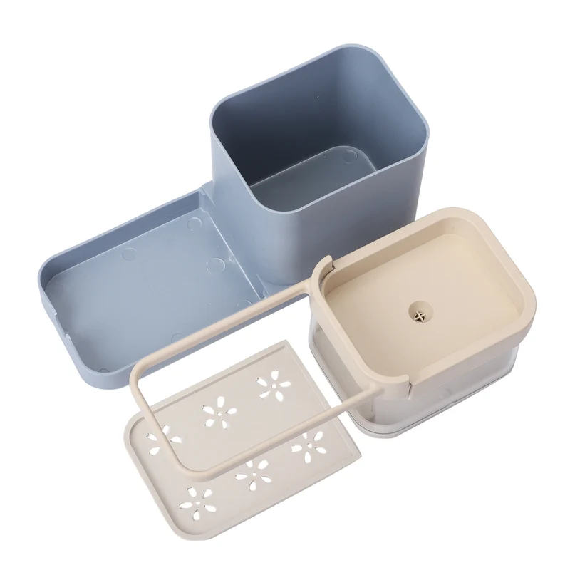 Flüssigseifenspender mit Aufhänger, 25x9,5x21 cm, Blau und Creme