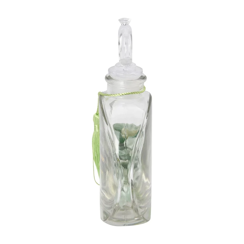 The 5th Season - Aromatherapie-Glasflasche mit Rosenquarz und Topas, mit Glasdeckel und Quasten, Größe 9,5x3,5*14cm, Inhalt: 100ml