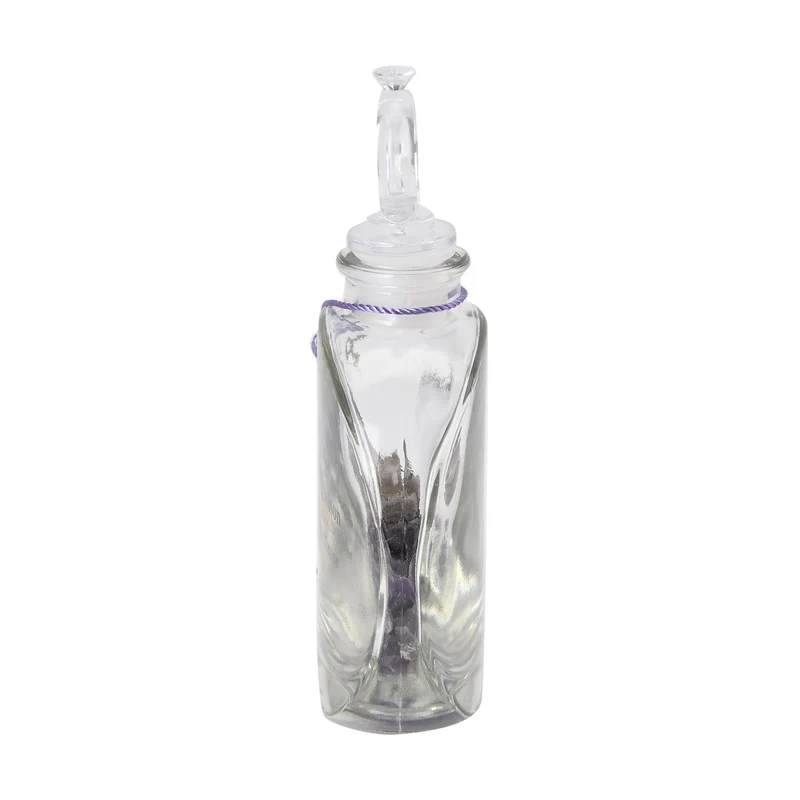 The 5th Season - Aromatherapie-Glasflasche mit Rosenquarz und Topas, mit Glasdeckel und Quasten, Größe 9,5x3,5*14cm, Inhalt: 100ml