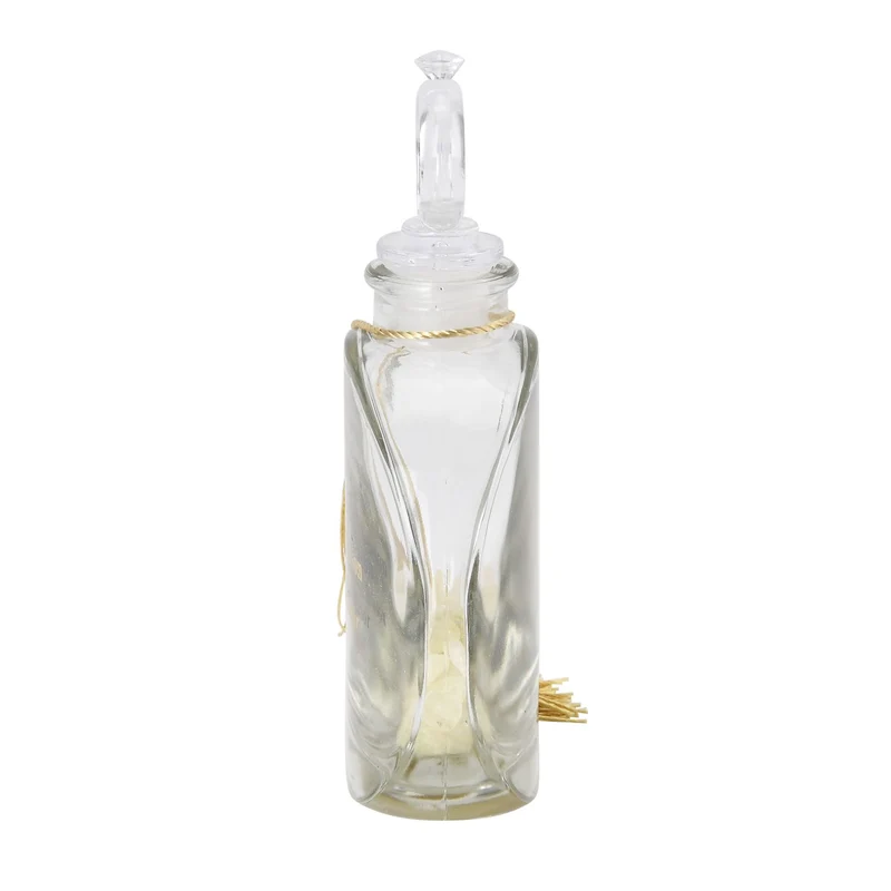 The 5th Season - Aromatherapie-Glasflasche mit Rosenquarz und Topas, mit Glasdeckel und Quasten, Größe 9,5x3,5*14cm, Inhalt: 100ml