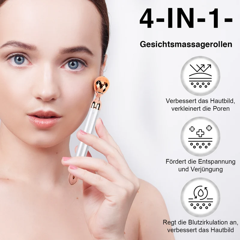 4-in-1 Beauty Bar Gesichtsmassagegerät - Größe: 15x3.8cm, weiß