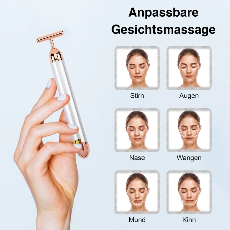4-in-1 Beauty Bar Gesichtsmassagegerät - Größe: 15x3.8cm, weiß