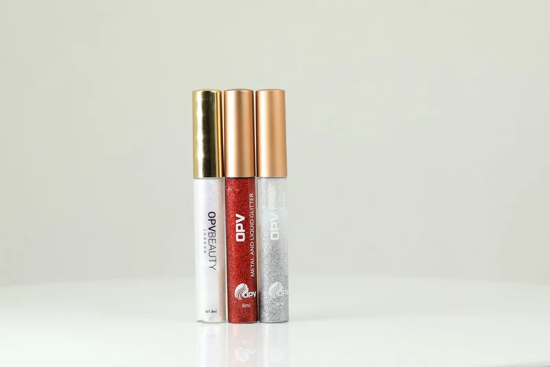 3er Set - Beauty Metal Liquid Glitter Liner Set, wasserbasiert, Silber und Kupfer Schimmerpalette, City Lights