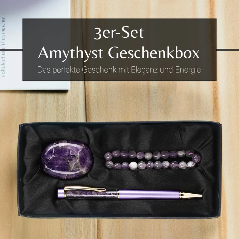 3er Exklusives Set - Sodalith - Eleganter Handstein, stilvolles Armband, und luxuriöser Kugelschreiber mit Kristallkugel