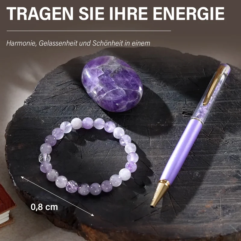 3er Exklusives Set - Sodalith - Eleganter Handstein, stilvolles Armband, und luxuriöser Kugelschreiber mit Kristallkugel