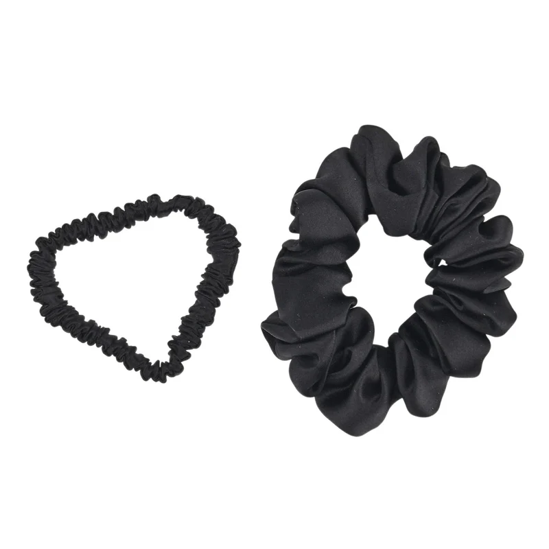 LA MAREY Signature - Seiden-Scrunchies aus 100% Maulbeerseide, 1 cm und 3,5 cm, Petrol