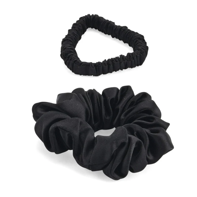 LA MAREY Signature - Seiden-Scrunchies aus 100% Maulbeerseide, 1 cm und 3,5 cm, Petrol