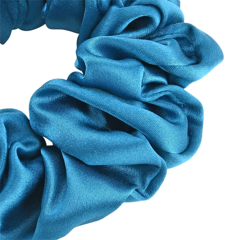 LA MAREY Signature - Seiden-Scrunchies aus 100% Maulbeerseide, 1 cm und 3,5 cm, Petrol