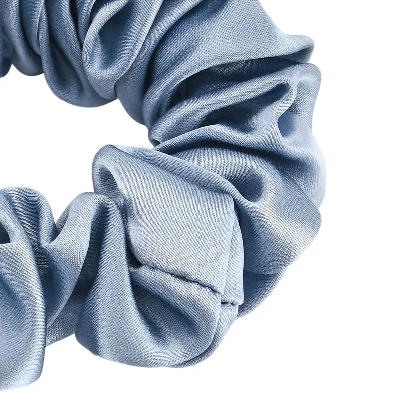 LA MAREY Signature - Seiden-Scrunchies aus 100% Maulbeerseide, 1 cm und 3,5 cm, Petrol