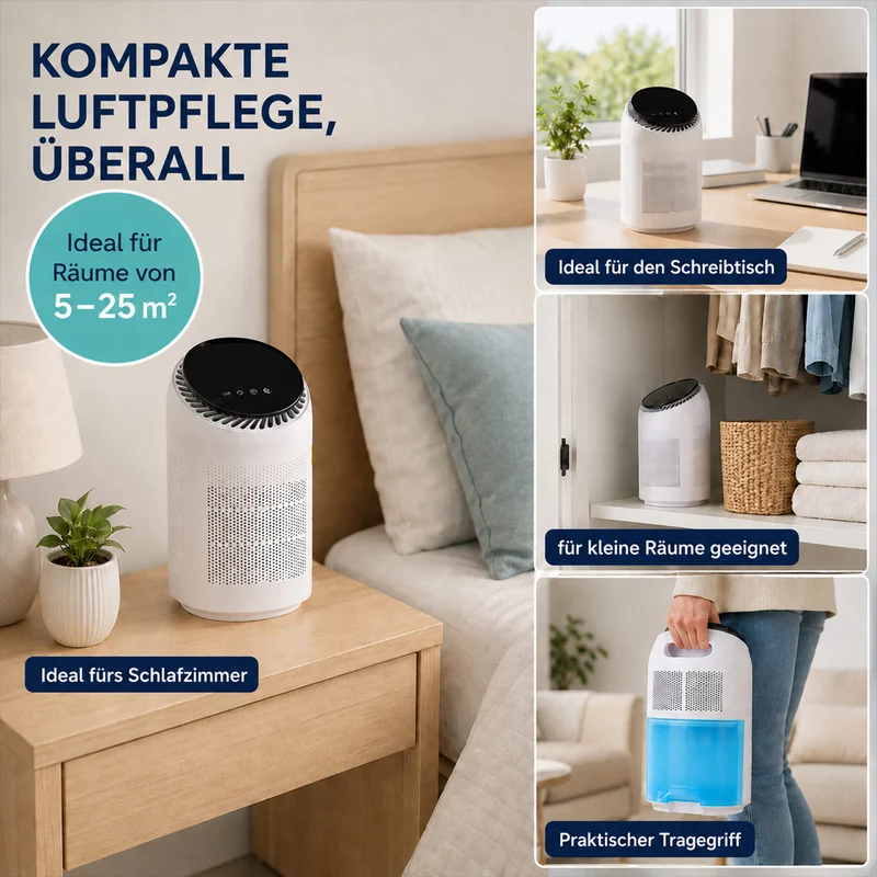 LIVMORE 2-in-1 Luftentfeuchter und Luftreiniger mit HEPA-Filter, 0,7L Wassertank, Grau