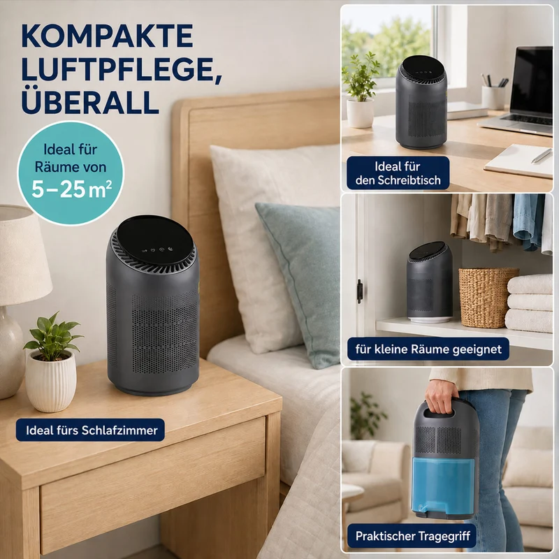 LIVMORE 2-in-1 Luftentfeuchter und Luftreiniger mit HEPA-Filter, 0,7L Wassertank, Grau