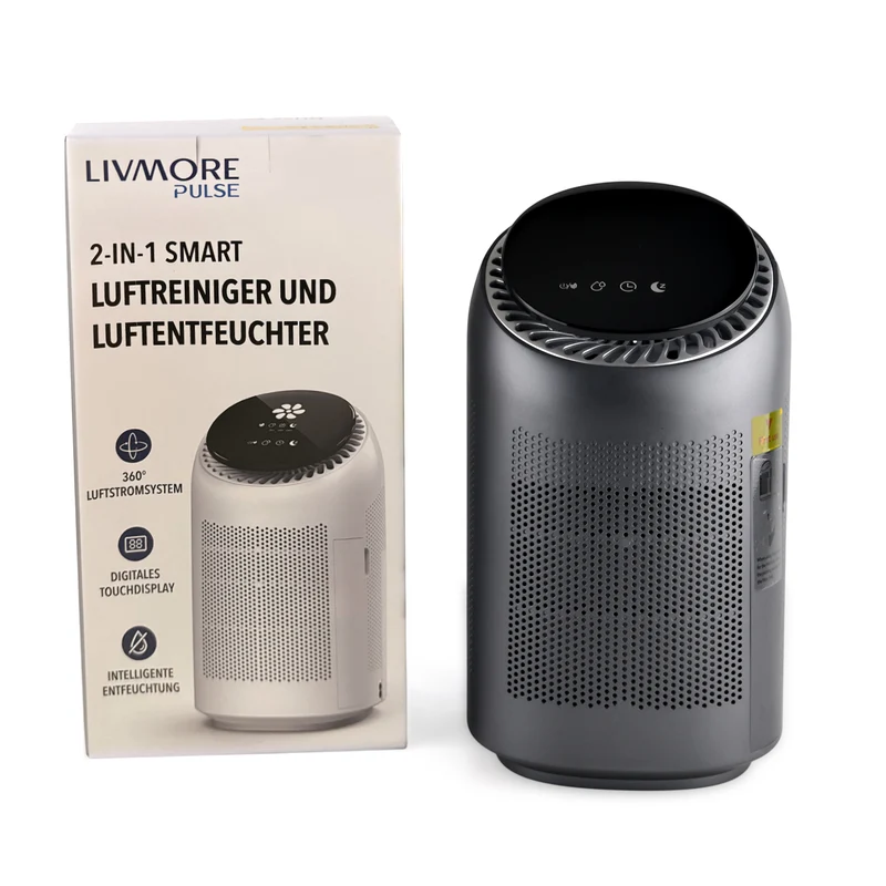 LIVMORE 2-in-1 Luftentfeuchter und Luftreiniger mit HEPA-Filter, 0,7L Wassertank, Grau