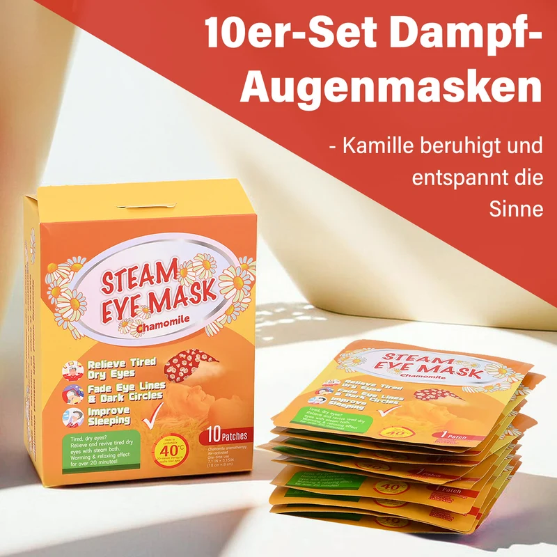 Lavendel-Dampf-Augenmasken, 10er-Pack - Selbstwärmend, entspannend mit Lavendelduft, lindert Trockenheit und Augenringe. Größe 18 x 8 cm